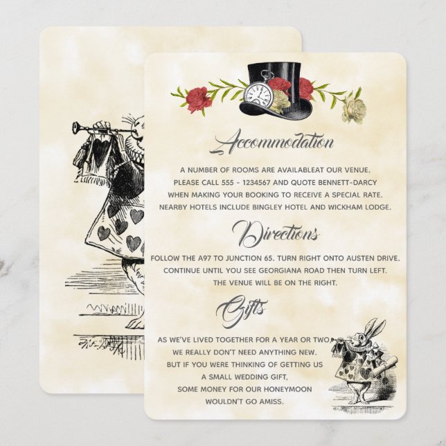 Alice in Wonderland Additional Information Card (Front/Back)
