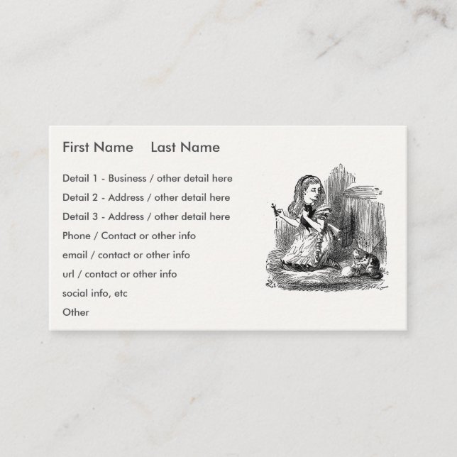 Alice in Wonderland, Alice and the Kitten - Dreams Business Card (Front)