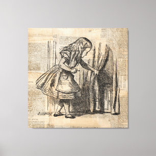 Alice in Wonderland Alice Pulls Curtain Art Canvas Print
