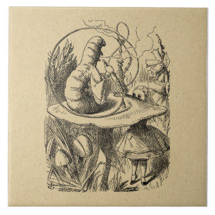 Alice in Wonderland Alice with the Caterpillar Ceramic Tile