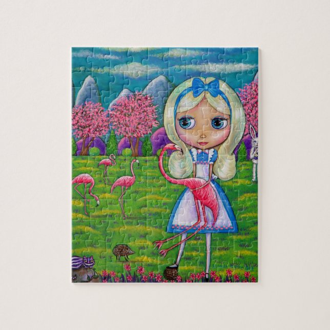 Alice in Wonderland and Flamingos Puzzle (Vertical)