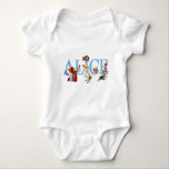 Alice in Wonderland and Friends Baby Bodysuit<br><div class="desc">Alice in Wonderland and Friends,  including the Mad Hatter,  the Queen of Hearts,  the Cheshire Cat,  the White Rabbit,  the Caterpillar,  the Duchess and the Cardmen.</div>