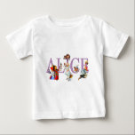Alice in Wonderland and Friends Baby T-Shirt<br><div class="desc">Alice in Wonderland and Friends,  including the Mad Hatter,  the Queen of Hearts,  the Duchess,  the Caterpillar,  the Cheshire Cat,  the White Rabbit and the Cardmen.</div>