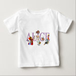 Alice in Wonderland and Friends Baby T-Shirt<br><div class="desc">Alice in Wonderland and Friends,  including the Mad Hatter,  the Queen of Hearts,  the Duchess,  the Caterpillar,  the Cheshire Cat,  the White Rabbit and the Cardmen.</div>