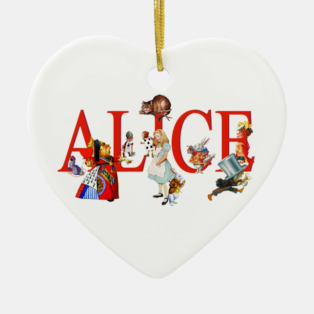 Alice in Wonderland and Friends Ceramic Tree Decoration (Front)