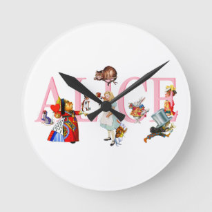 Alice in Wonderland and Friends Round Clock