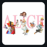 Alice in Wonderland and Friends Square Sticker<br><div class="desc">Alice in Wonderland and Friends,  including the Mad Hatter,  the Queen of Hearts,  the Duchess,  the Caterpillar,  the Cheshire Cat,  the White Rabbit and the Cardmen</div>