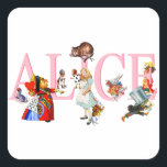 Alice in Wonderland and Friends Square Sticker<br><div class="desc">Alice in Wonderland and Friends,  including the Mad Hatter,  the Queen of Hearts,  the Duchess,  the Caterpillar,  the Cheshire Cat,  the White Rabbit and the Cardmen</div>