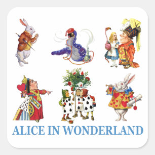 Alice in Wonderland and Her Friends Square Sticker