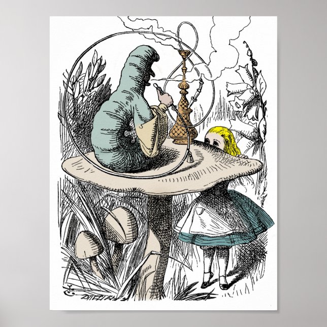 Alice in Wonderland and the Catapillar Poster (Front)