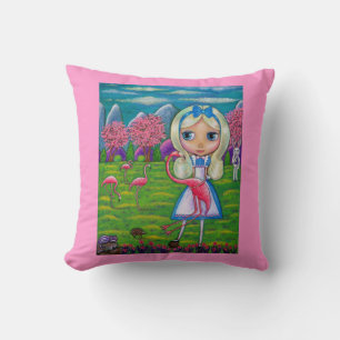 Alice in Wonderland and the Flamingos Cushion