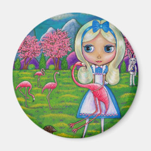 Alice in Wonderland and the Flamingos Magnet