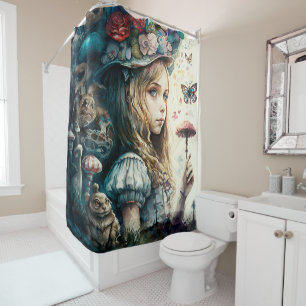 Alice in Wonderland and the Magic Mushrooms Shower Curtain