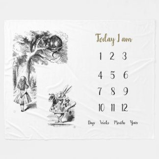 Alice in wonderland  Baby 1st year Milestone    Fleece Blanket
