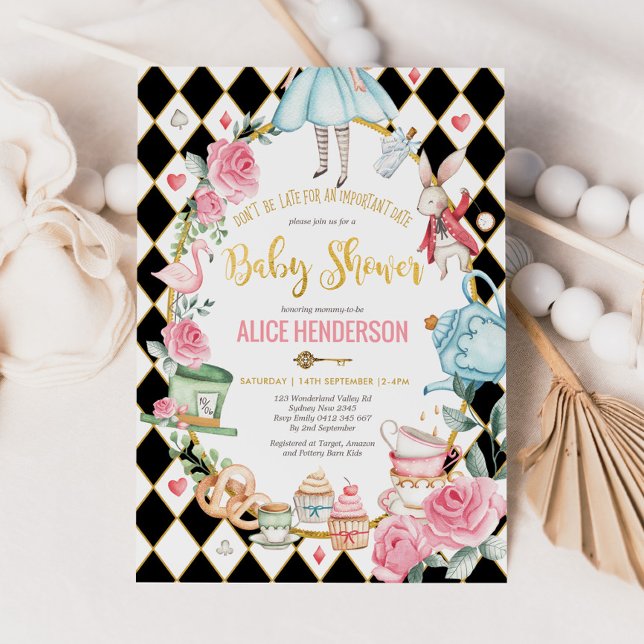 Alice in Wonderland Baby Shower Girl Mad Tea Party Invitation (Creator Uploaded)