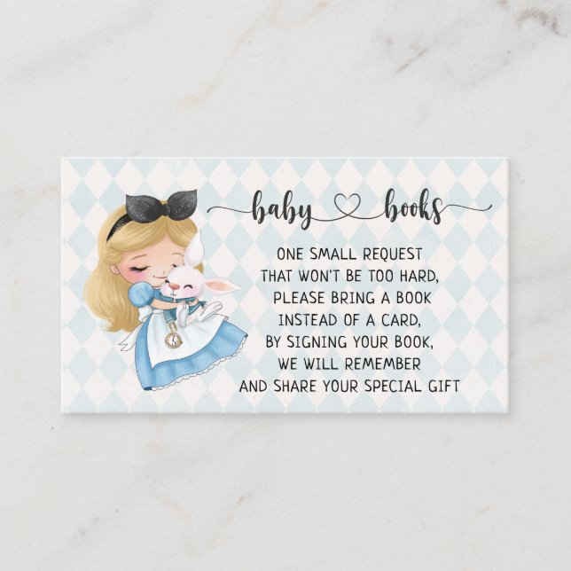 Alice in Wonderland Baby Shower I Birthday  Enclosure Card (Front)