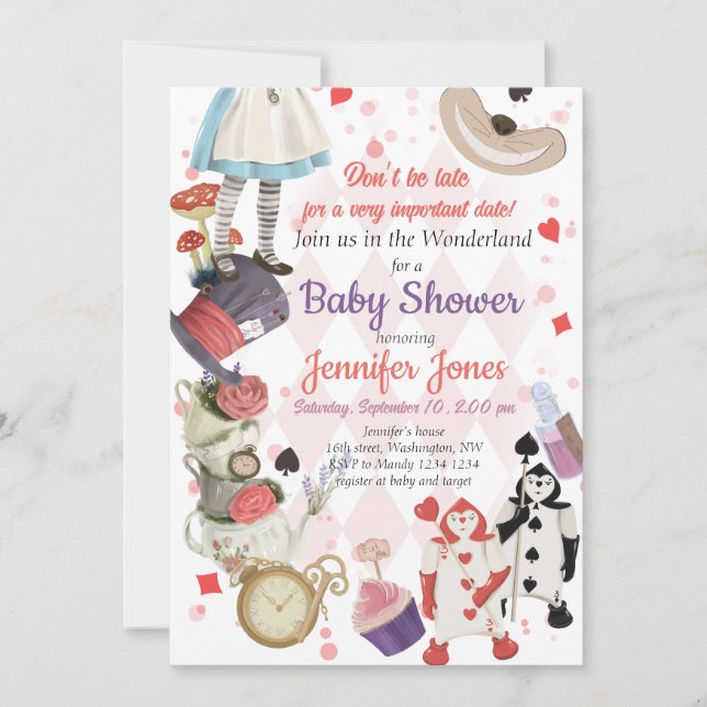 Alice in Wonderland Baby Shower Invitation (Front)
