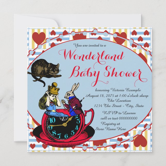 Alice in Wonderland Baby Shower Invitation (Front)