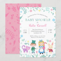 Alice in Wonderland Baby Shower Invitations | Pink