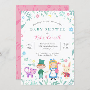 Alice in Wonderland Baby Shower Invitations   Pink