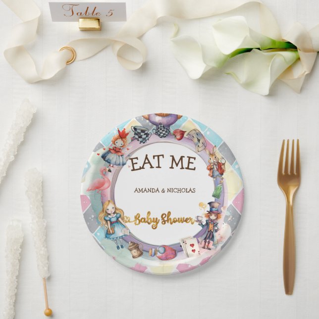 Alice in wonderland baby shower Paper Plate (Wedding)