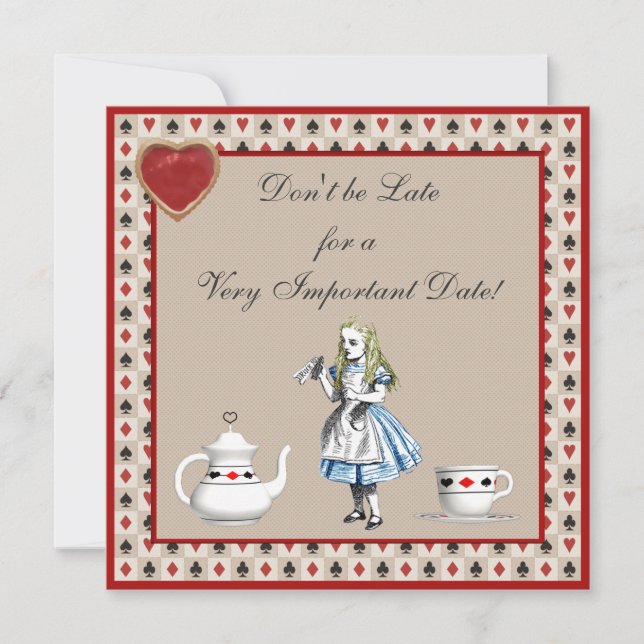 Alice in Wonderland Baby Shower Tea Party Invites (Front)