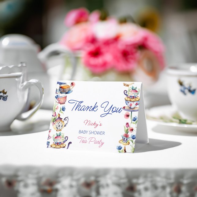 Alice in wonderland baby shower thank you card (Alice in wonderland baby shower thank you card elegant baby shower tea party thank you card)