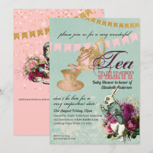 Alice In Wonderland BabyShower MadHatter Tea Party Invitation