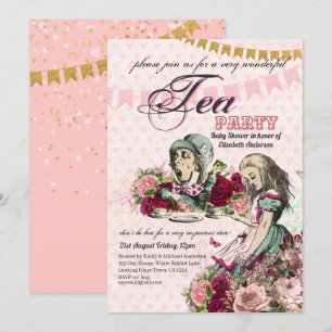 Alice In Wonderland BabyShower MadHatter Tea Party Invitation