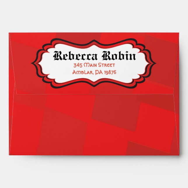 ALICE IN WONDERLAND Bat Mitzvah Pre Addressed Envelope (Back (Top Flap))
