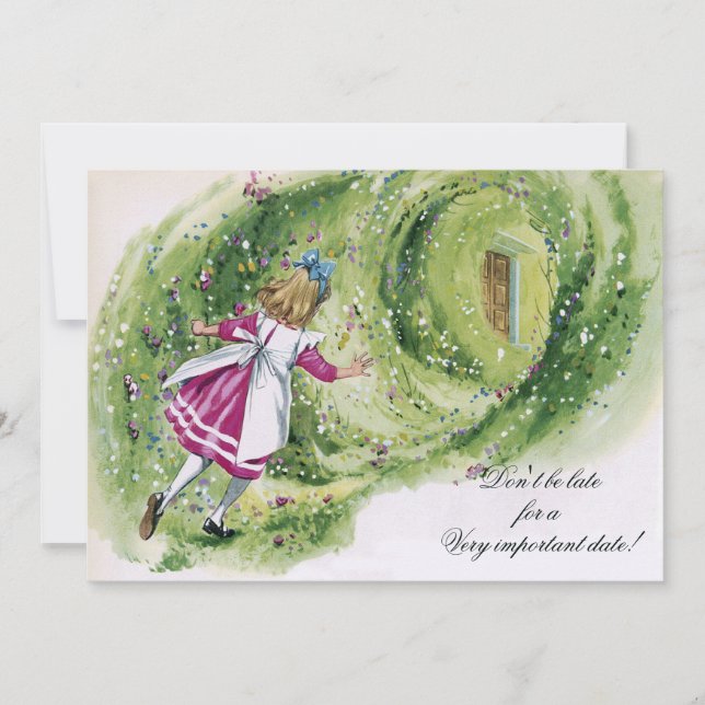 Alice in Wonderland Birthday Don't Be Late Invitation (Front)