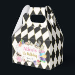 Alice in Wonderland Birthday  Favour Box<br><div class="desc">Alice in Wonderland favour box (gable box),  with black & white background. Mad tea party favours box. Wording can be adjusted to any birthday. Match with other Alice in Wonderland birthday party items from "Alice in Wonderland Birthday" collection.</div>