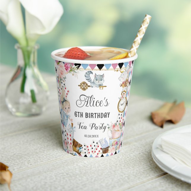 Alice in Wonderland Birthday High Tea Party  Paper Cups (Insitu)