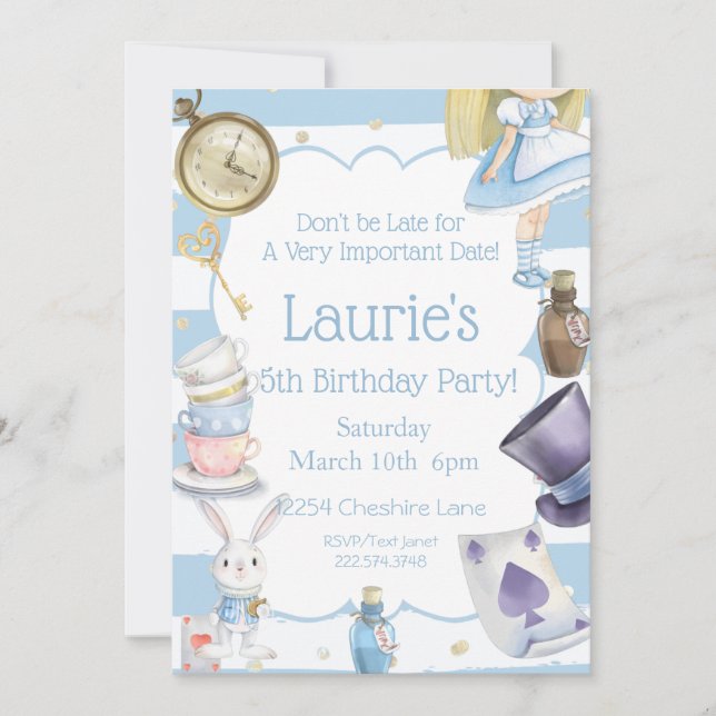 Alice in Wonderland Birthday Invitation (Front)