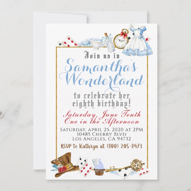 Alice in Wonderland Birthday Invitation (Front)