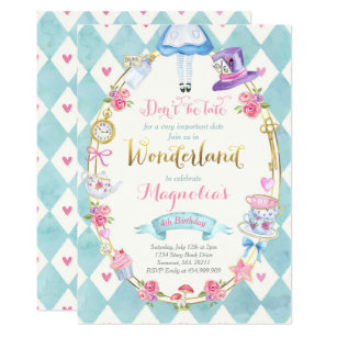 Alice In Wonderland Birthday Invitation Tea Party