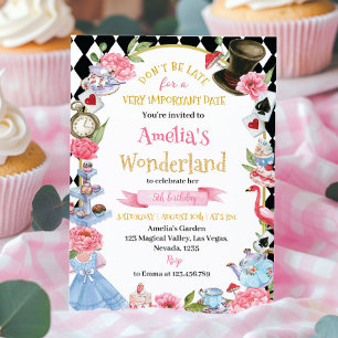Alice in Wonderland Birthday Invitation Tea Party