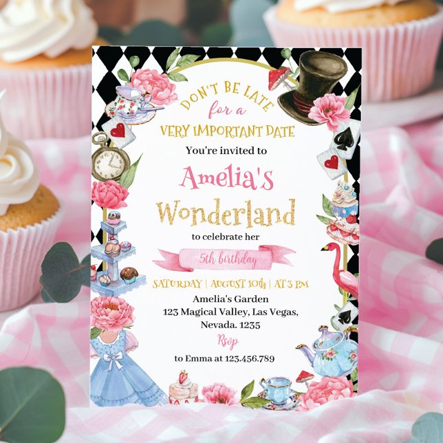 Alice in Wonderland Birthday Invitation Tea Party (Creator Uploaded)