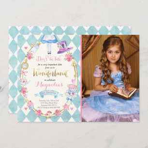 Alice In Wonderland Birthday Invitation Tea Party