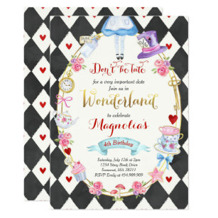 Alice In Wonderland Birthday Invitation Tea Party