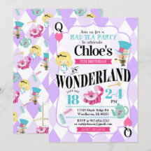 Alice in Wonderland Birthday Invitations