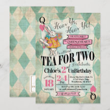 Alice in Wonderland Birthday Invitations