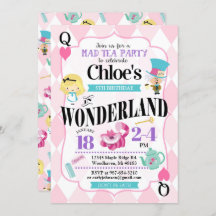 Alice in Wonderland Birthday Invitations
