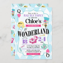 Alice in Wonderland Birthday Invitations