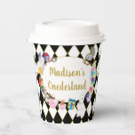 Alice in Wonderland Birthday Onederland  Paper Cups<br><div class="desc">Alice in Wonderland kids birthday paper cups,  with black & white background. 1st birthday party paper cups,  Onederland tea party paper cups.
Kids Birthday paper cups template Alice in Wonderland. Personalised 1st Birthday paper cups.</div>
