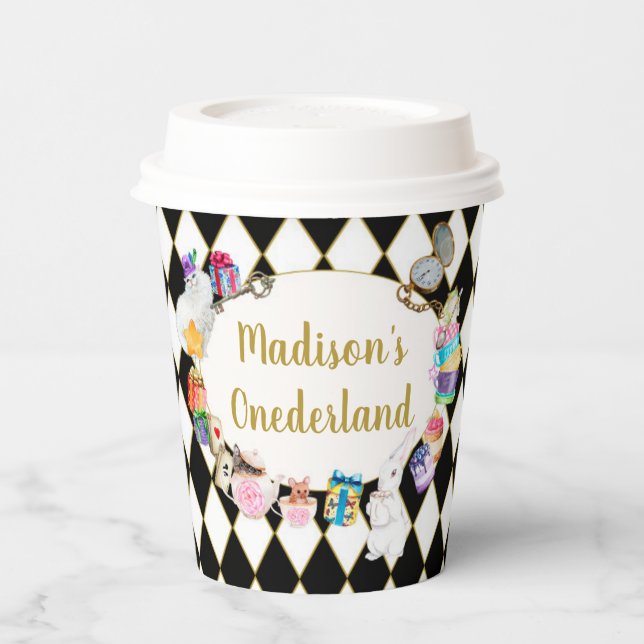 Alice in Wonderland Birthday Onederland  Paper Cups (Left)