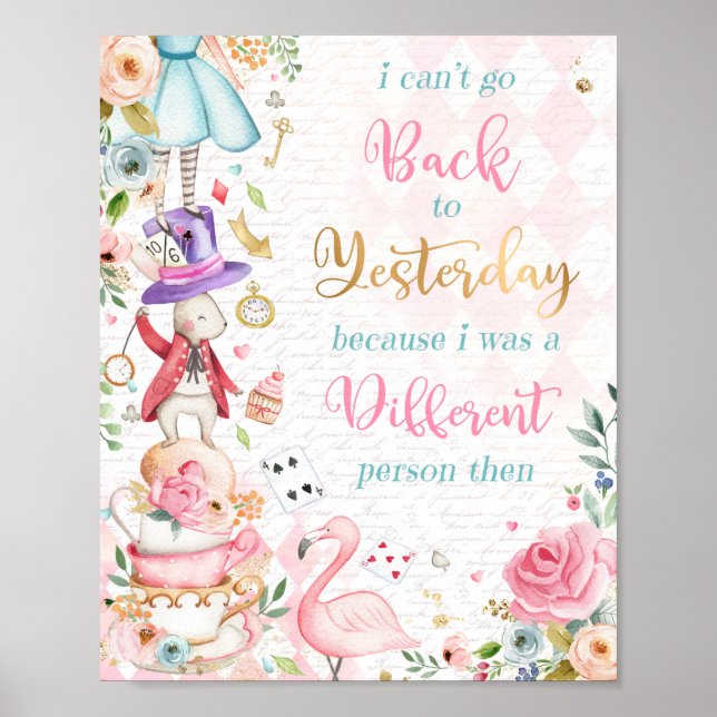 Alice In Wonderland Birthday Party Decoration Sign (Front)