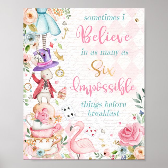 Alice In Wonderland Birthday Party Decoration Sign (Front)