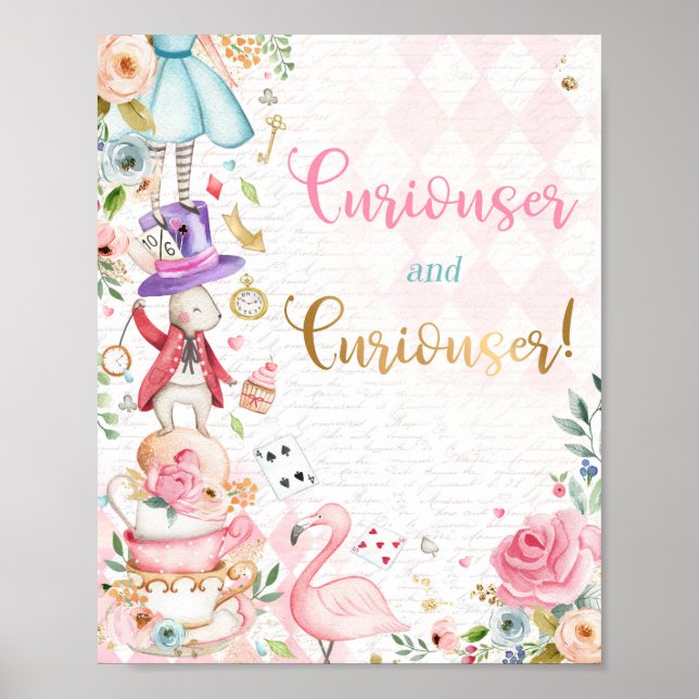 Alice In Wonderland Birthday Party Decoration Sign (Front)