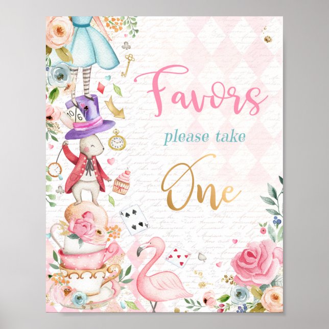 Alice In Wonderland Birthday Party Favour Gift Sig Poster (Front)